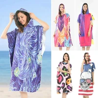 beach hooded towel wearable bath towel women mandala sports swimming microfiber changing robe leopard print poncho bathrobe