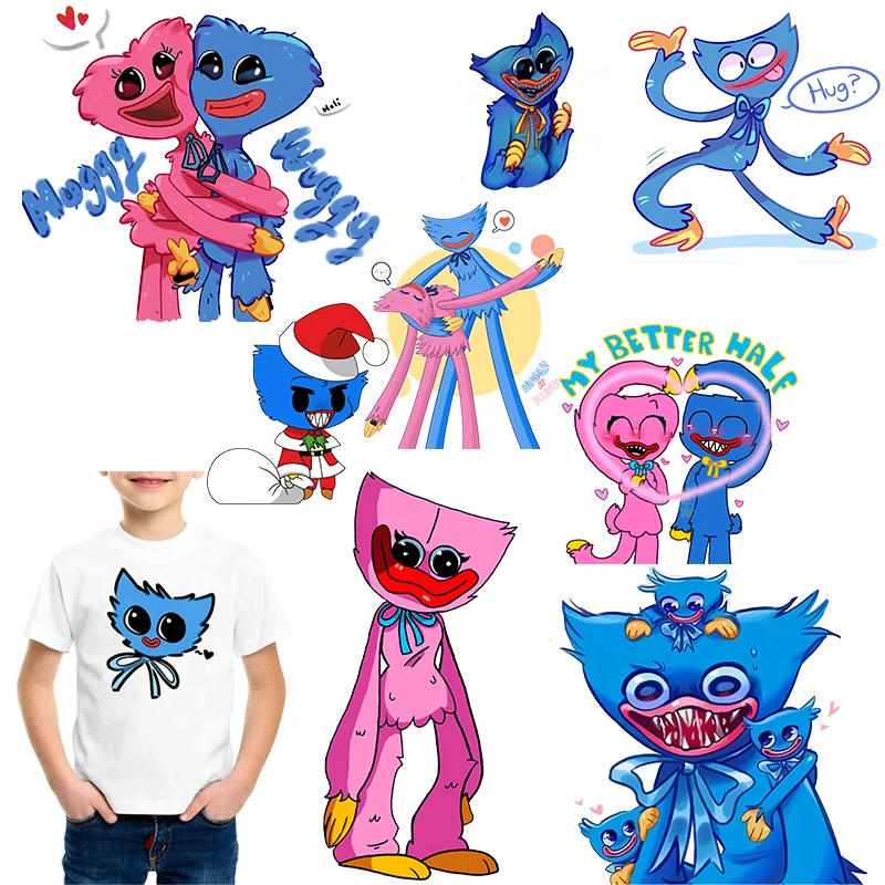 

Huggy Wuggy Game Patches for Clothing Girls Boys Heat Transfer Vinyl Patch for Clothes Tshirt Kids Cartoon Stickers Decor Gift