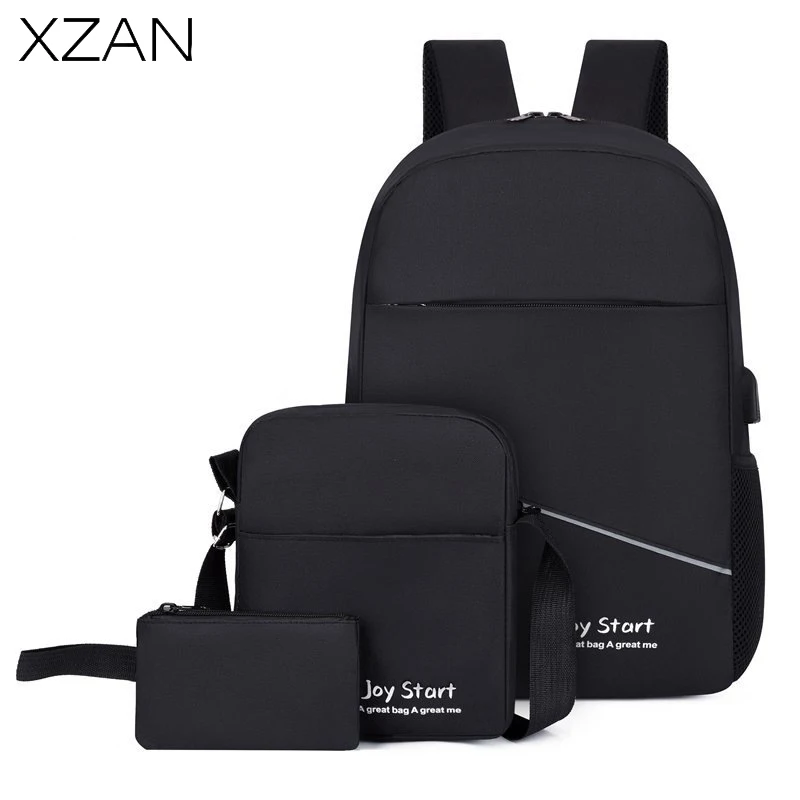 

Recommend Men Backpack Set Youth Large Capacity School Backpacks Women's Shoulder Bags USB Charging Travel Bags For Women