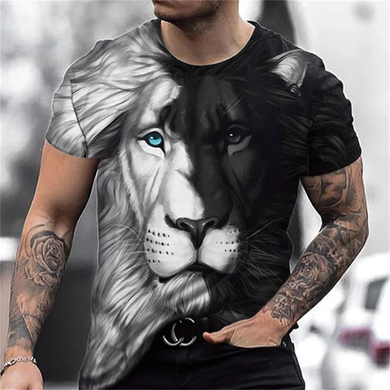 

Tiger Fighting Animal Beast Fierce T-shirt 3d Print T Shirt Summer For Men Oversized Short Sleeve Tees Men's Designer Clothes