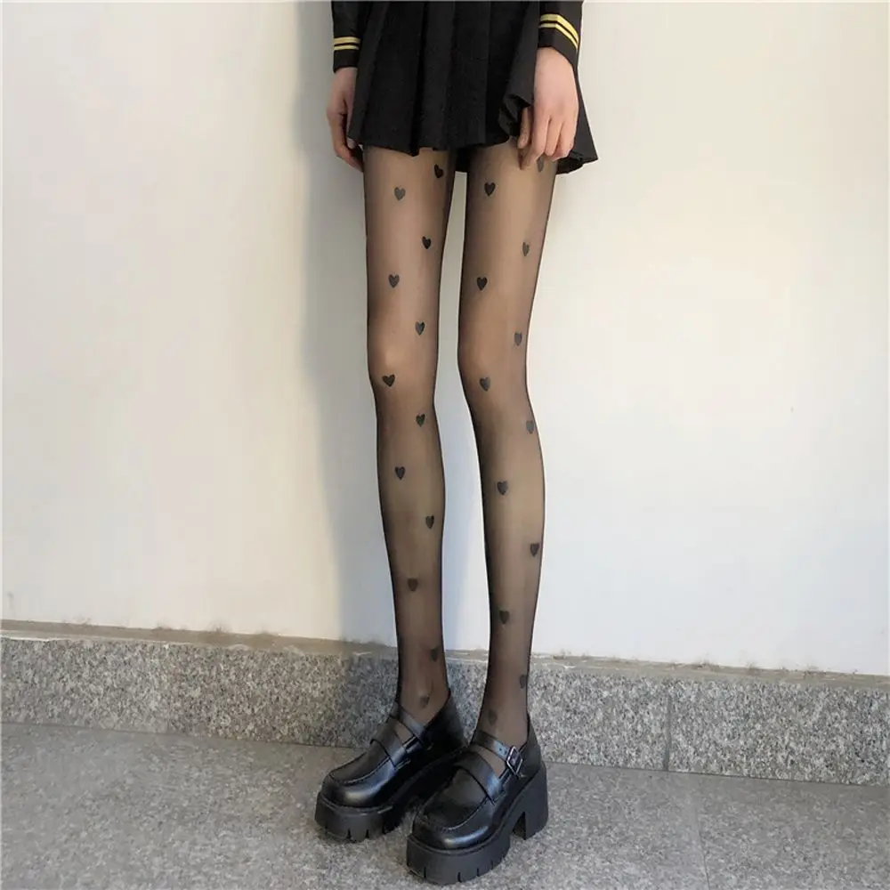 

1PC Trendy Elastic Classic Love Heart Tights Printed Women Tights Sexy Anti Hook Pantyhose Breathable Seamless Stockings