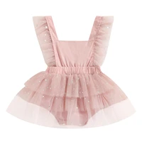 baby girls clothing summer cotton jumpsuit sleeveless square neck sequins party princess tulle bodysuit dress for 3 18 months