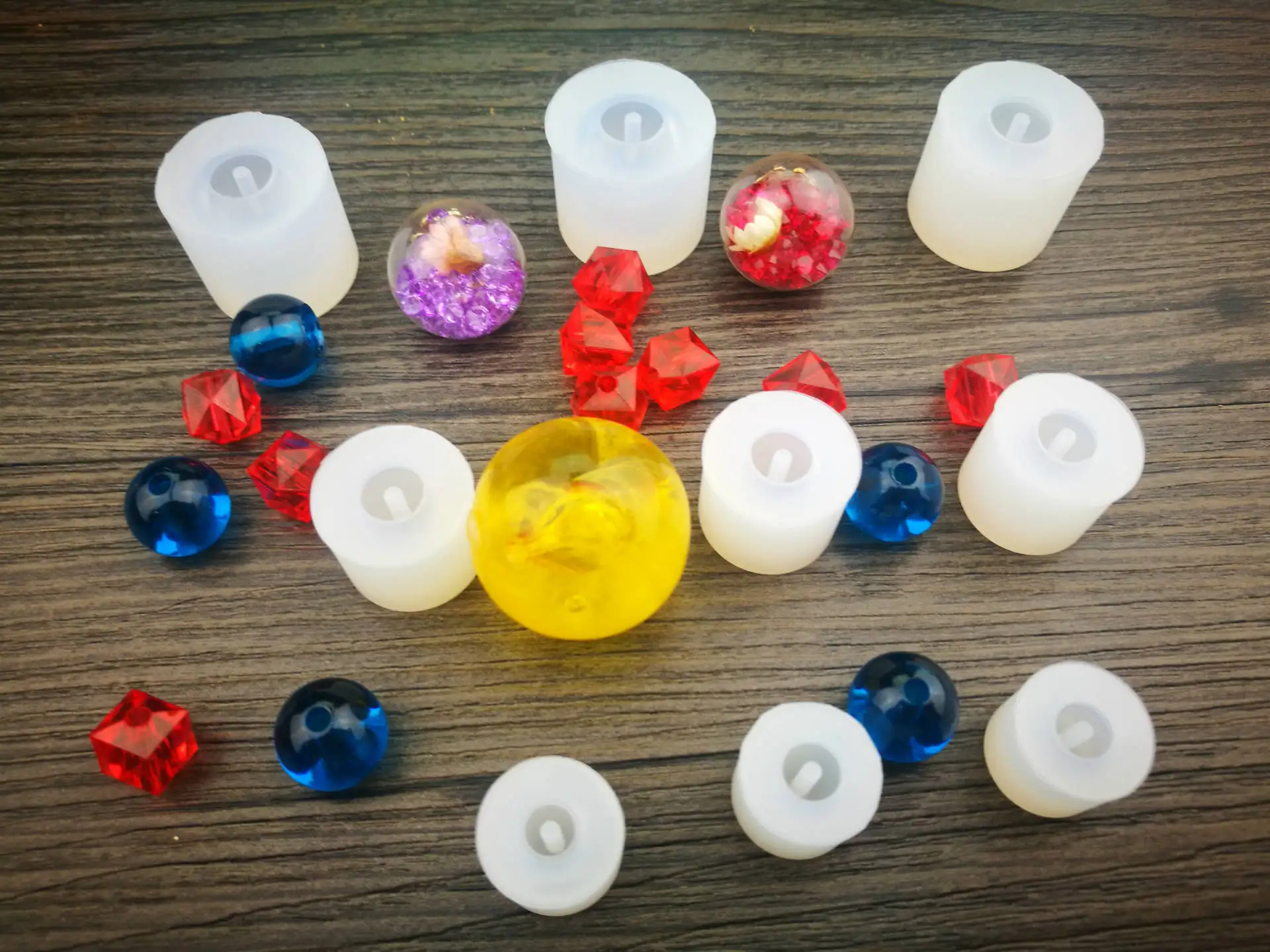 1PC Perforated Bead Pendant Silicone Mould Resin DIY Jewelry Crystal Epoxy Ab glue Sphere Cube | DIY&ampsilicone Mold