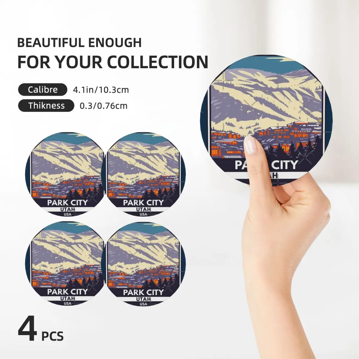 Park City Юта Зимний курорт Керамические подставки для кухонного бара (4 шт. в