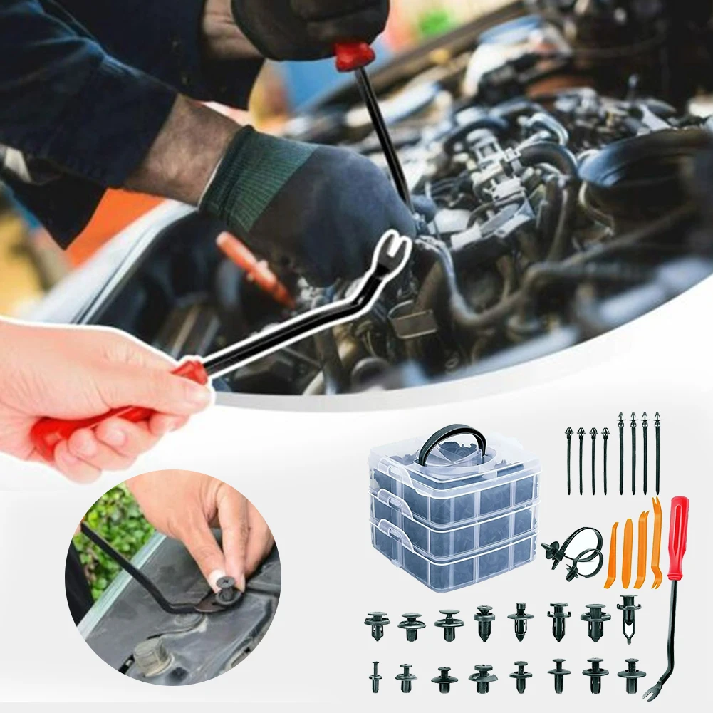 

635pcs Rivet Retainer Clip Set Durable Remover Tool With Lever Repair For Car