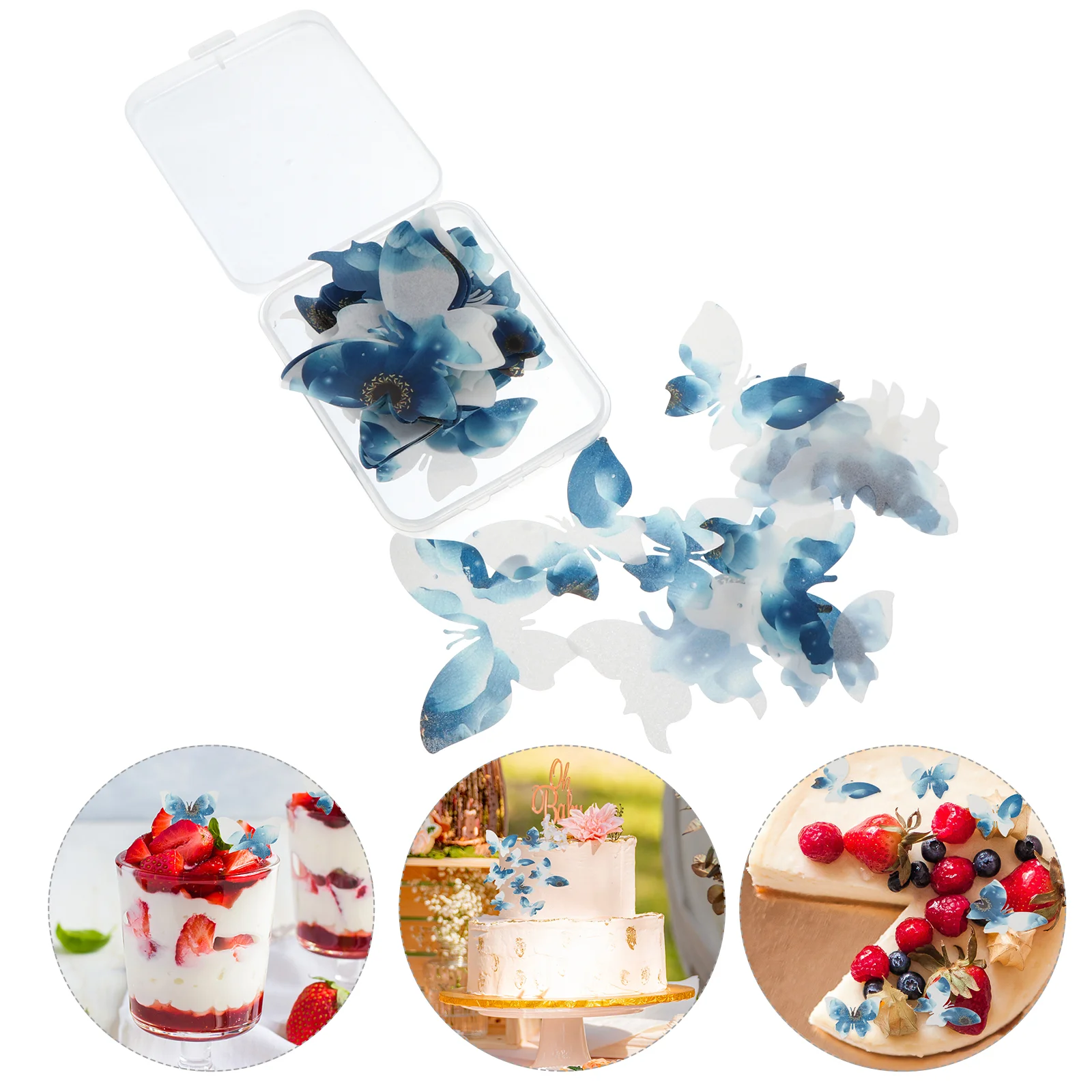 

50 Pcs Paper Butterfly Edible Decorations Cake Ornaments Floral Cups Creative Topper Birthday Insert