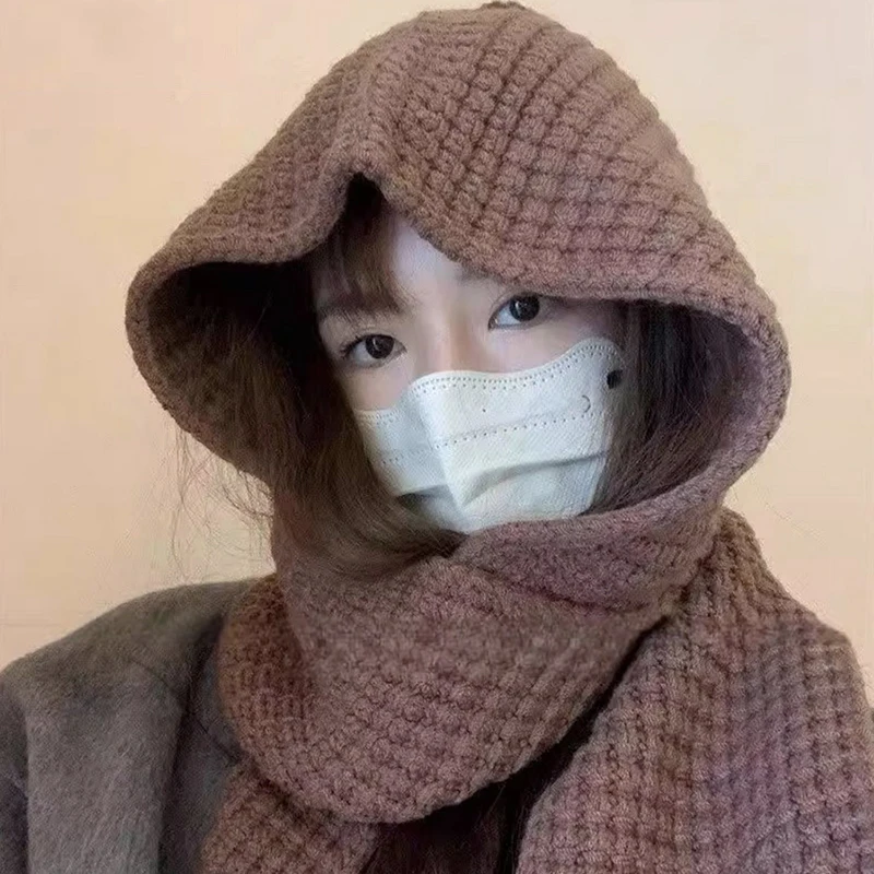 Новые шерстяные вязаные шапки-балаклавы для женщин и мужчин зимние утолщенные