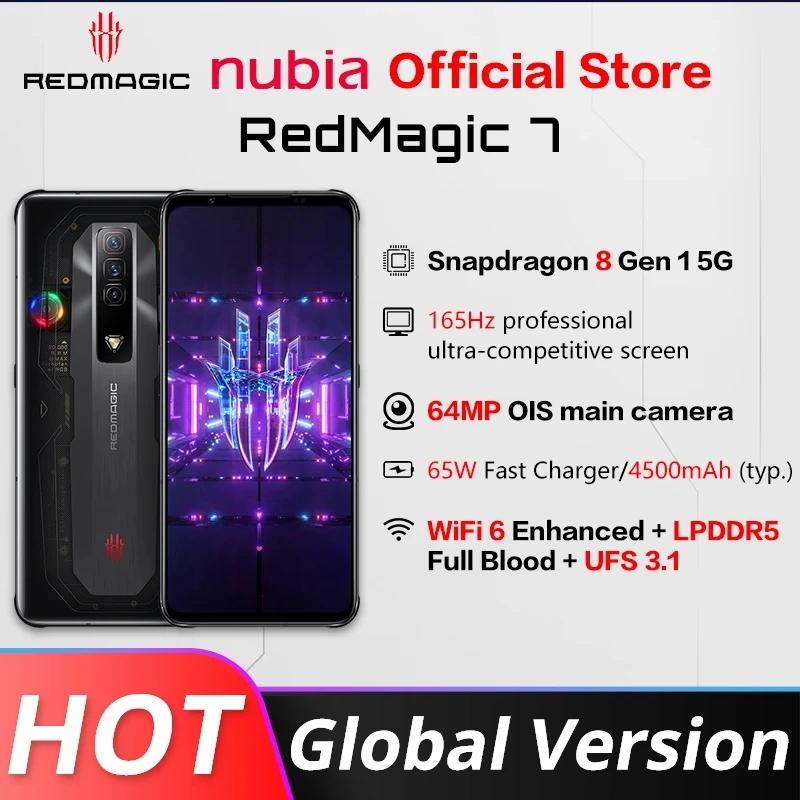 Original Nubia REDMAGIC 7 5G mobile phone Redmagic 7 Gaming Phone 6.8 Inch 165Hz AMOLED Snapdragon 8 Gen 1 Octa Core NFC