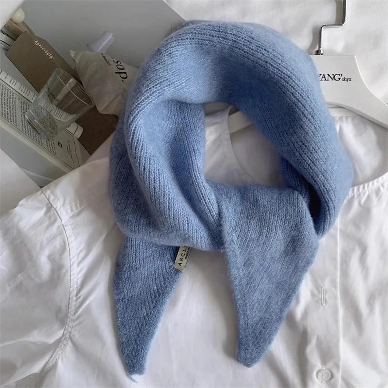 Британский оригинальный нишевый шерстяной вязаный треугольный шарф женский