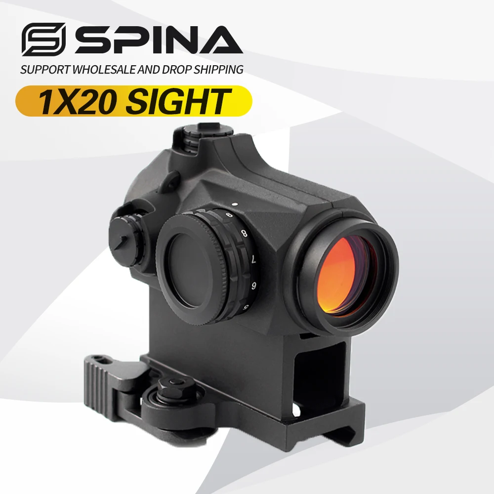 Spina Optics 1x20 Red Dot Scope Optics Sight Hunting IPX6 Waterproof QD MOunt with Sight Rubber For Armed .223 5.56 .308 7.62