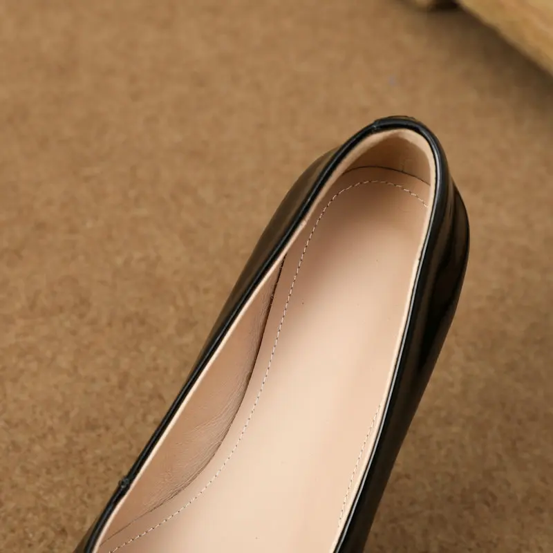 Women Flats Pointed Toe Dress Shoes for Work 3D Floral Slip on Genuine Leather 2.3cm Heeled Comfort Shoes