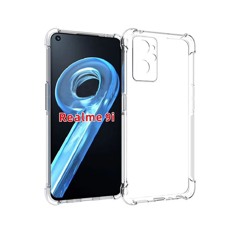

For Realme 9i Transparent TPU Phone Case Four-corner Thickened Airbag Anti-fall Cover All-inclusive Edge Protective Cover
