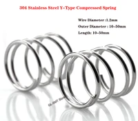 10pcs compression spring wire dia 1 2mm 304 stainless steel y type compressed spring return spring length 10 50mm