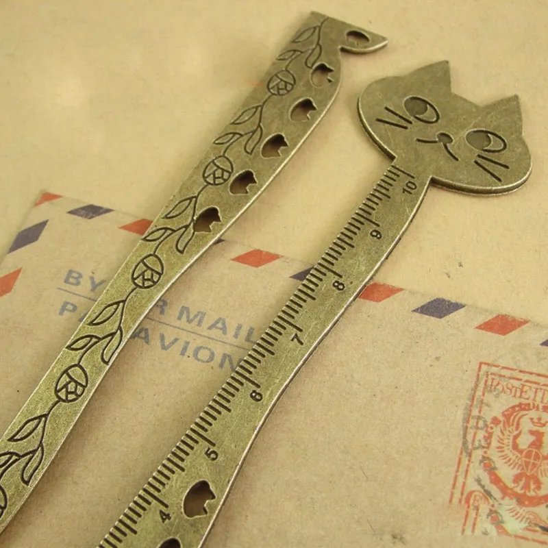 

5 шт., винтажная металлическая линейка REGELIN, античная бронза, для закладок