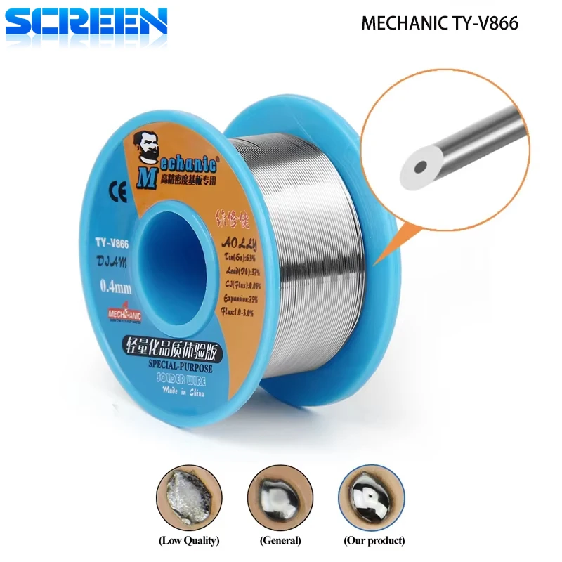 Паяльная Проволока С Мягким Сердечником MECHANIC TY-V866 183 ℃ Точка Плавления
