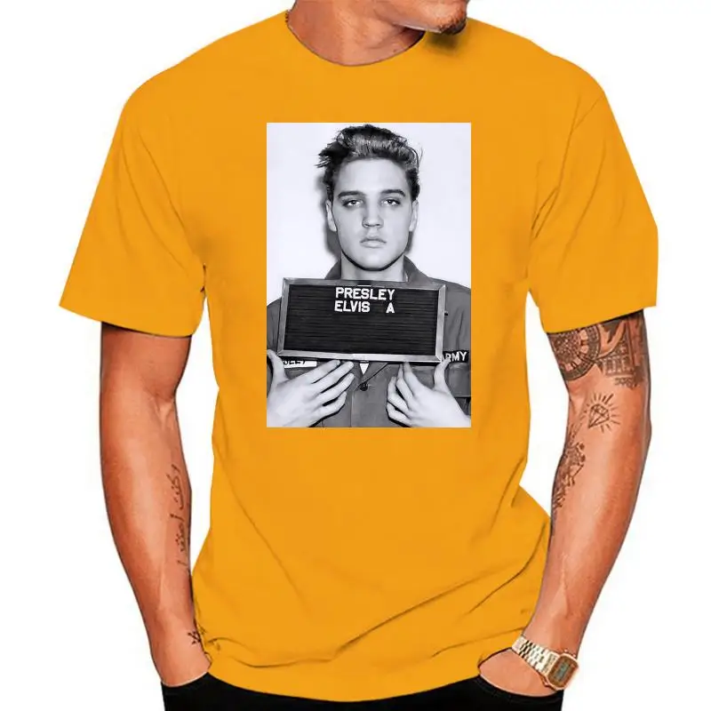

Elvis Aaron Presley Mugshot King Of Rock 80' Prison Men Women Unisex T-Shirt 20 High Quality Tee Shirt