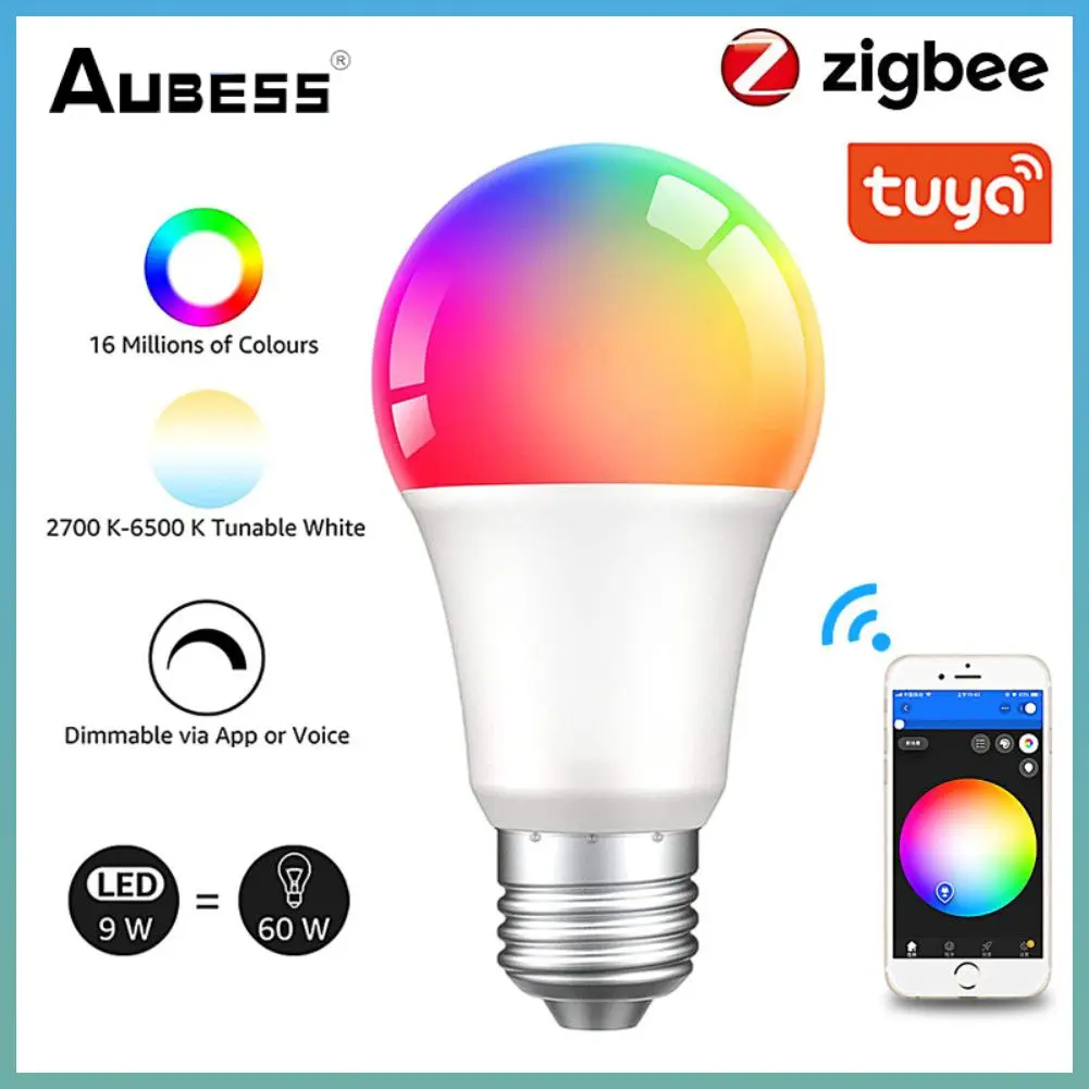 

Светодиодная Rgb лампа Tuya, умный дом, таймер Zigbee, энергосберегающая умная лампа, регулируемая яркость, поддержка Alexa, Google Home, 12 Вт, 15 Вт, 18 Вт