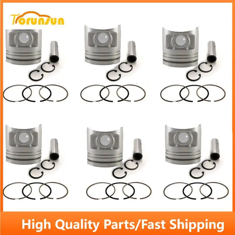 

New 6 Sets STD Piston Kit With Ring ME072570 Fit For Mitsubishi 6D16 Engine 118MM