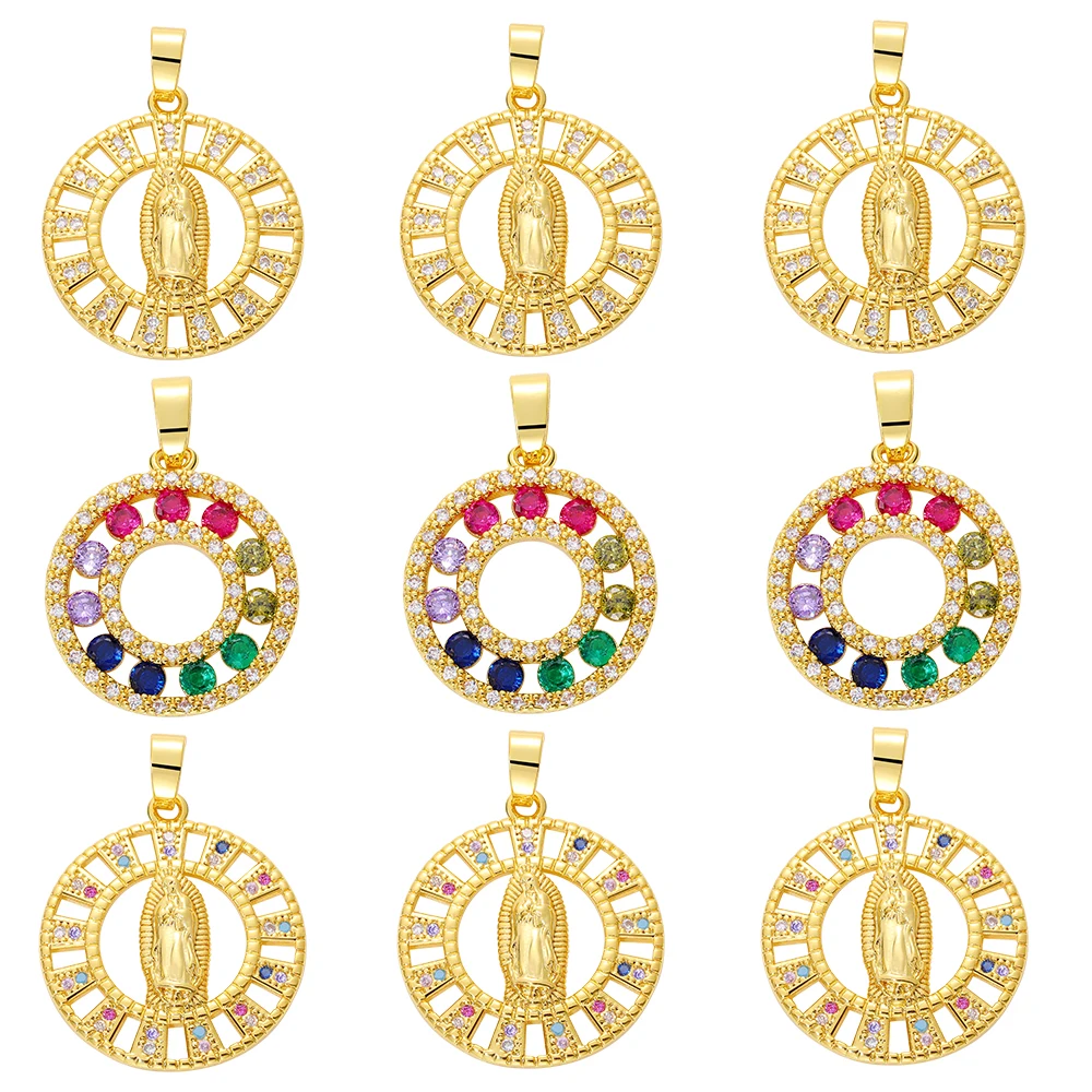 

JUYA 2022 New Fashion Pendant Vintage Gold Accessory Copper Round Hollow DIY Necklace Making Bracelet Jewelry Gift