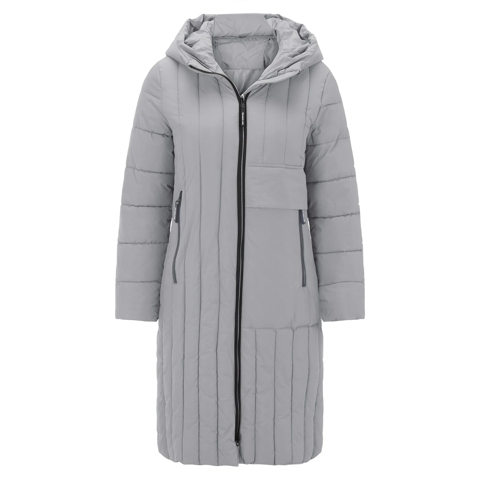 Winter Thickening Down Coat Medium Length Hooded Loose Outwear Pressure Strip Down Cotton Jacket Women Coat Casual Streetwear