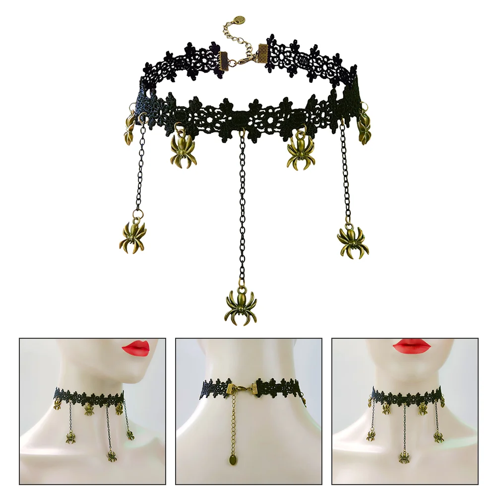 

Neck Chain Vintage Finely Lace Choker Spider Dangle Clavicle Chain