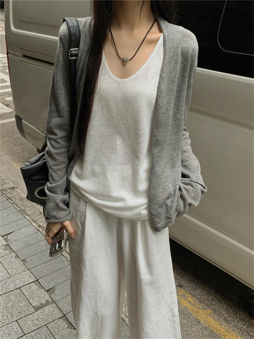 Alien Kitty мягкие минималистичные трикотажные пальто тонкие свободные майки летние