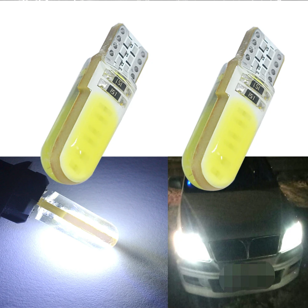 

Высококачественная автомобильная светодиодная лампа T10 W5W COB из силикагеля, клиновидный многоцветный светодиодный габаритный фонарь s, ламп...
