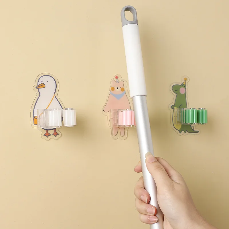 

Bathroom Suction Hanging Pipe Hooks High Quality Cartoon Wall Mounted Mop Organizer Holder Brush Broom Hanger Home Storage Rack