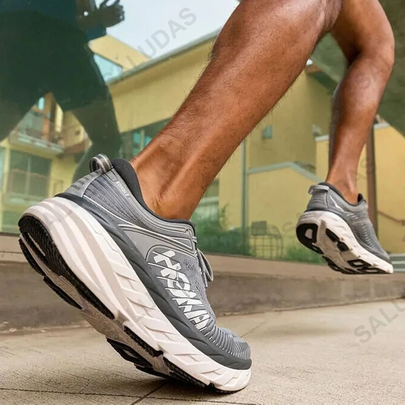 HOKA Running Shoes Bondi 7 Men Outdoor Road Running Sneakers Cushioning Elasticity Marathon Shoes Trail Trekking Tennis Sneakers