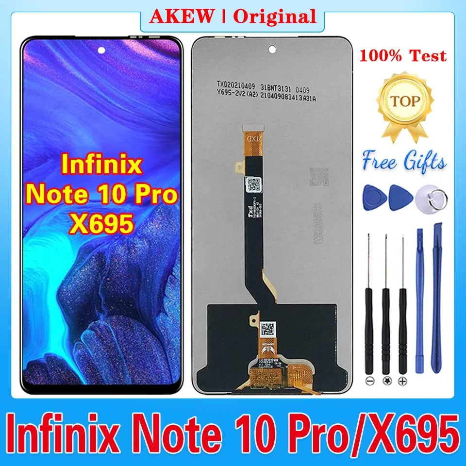 Фото Оригинальный ЖК-дисплей для Infinix Note 10 Pro X695 Note 10 Pro, сенсорный экран X695D, дигитайзер в сборе, замена телефона Note 10 Pro №1