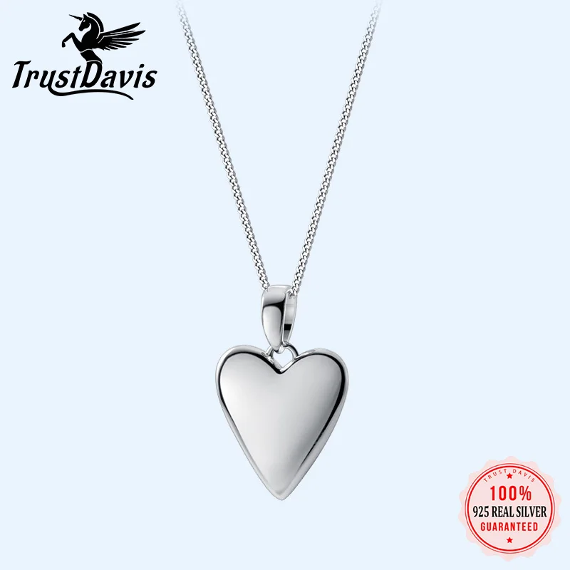 

TrustDavis, серебро 925 пробы, любовь, ожерелье, сердце, кулон, милый подарок для девочек, друзей, день рождения, женщины, Прекрасные Ювелирные издел...