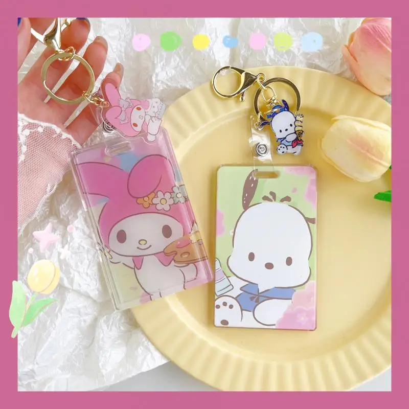 

Sanrio Anime Figure Card Case Lanyard Protective Sliding Melody Cinnamoroll 7X11Cm Kuromi Accommodate Student Bus Id Card Gifts