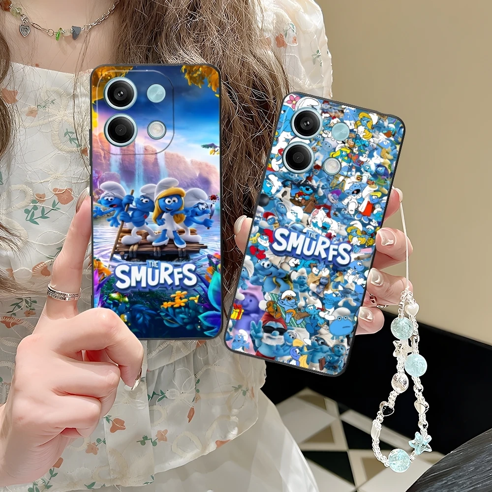 Smurfs Smurfette Smart Mobile Phone Case для Xiaomi POCO M6 M5 M4 M3 X6 X5 X4 X3 F6 F5 F4 F3 F2 C40 Pro GT 5G Черный чехол