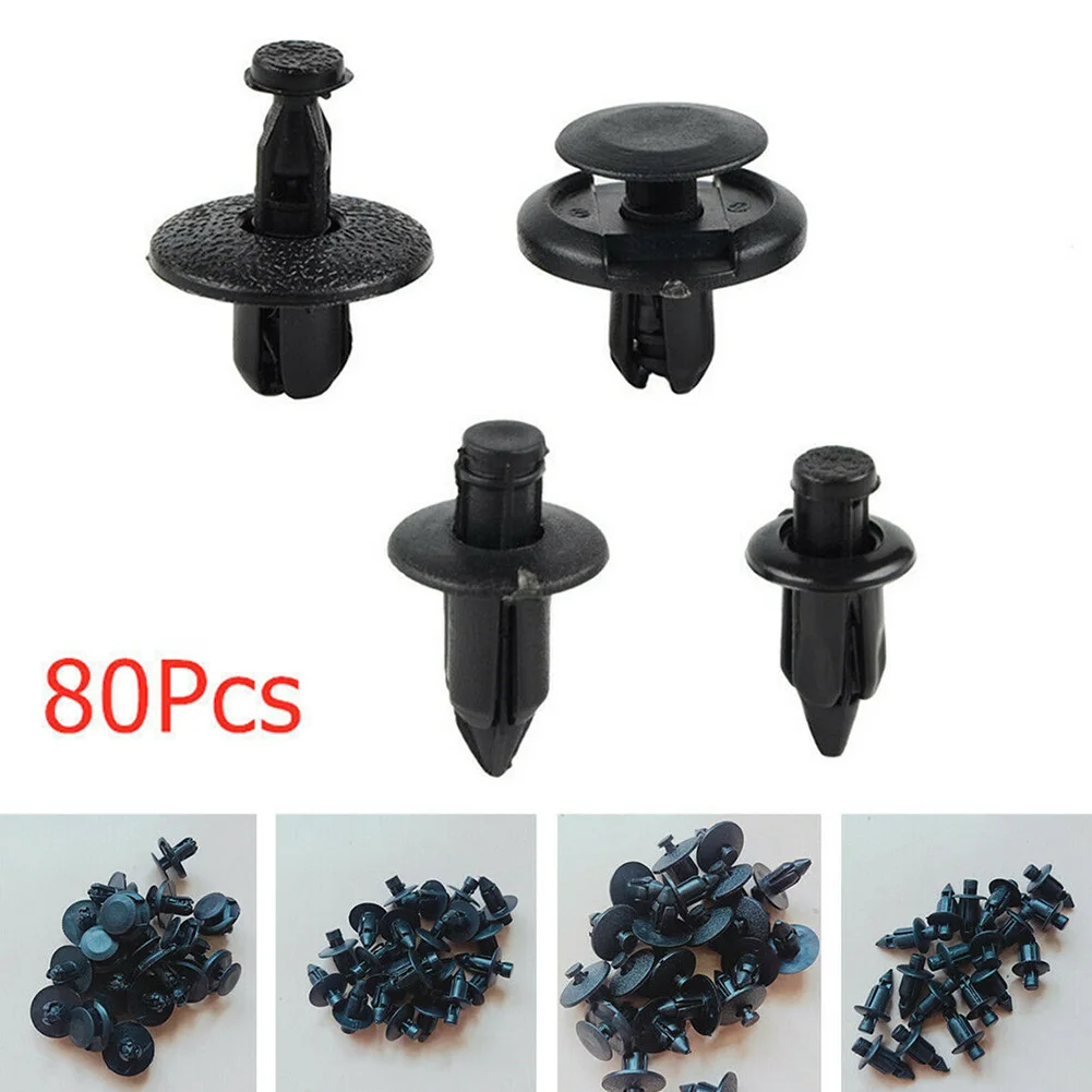 

80 Pieces Of 4 Kinds Of Mixed Black Nylon Motorcycle Fairing Bolts And Body Push Rivets (B81+B14+P01+P05-20 Mixed Rivets Each)