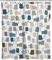 design extra long lovely multicolor cartoon cats fabric shower curtain cute cats bathroom decoration curtains with 12 hooks