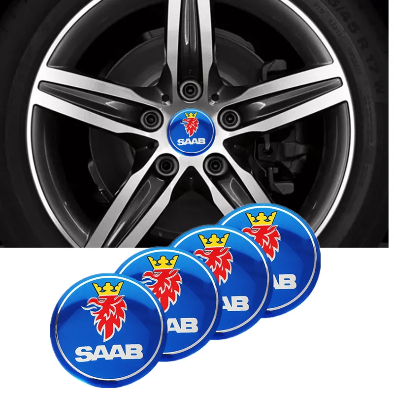 

4Pcs 56mm Car Wheel Center Hub Caps Emblem Stickers For Saab 9-3 9-5 900 9000 Saab 93 95 Car Styling
