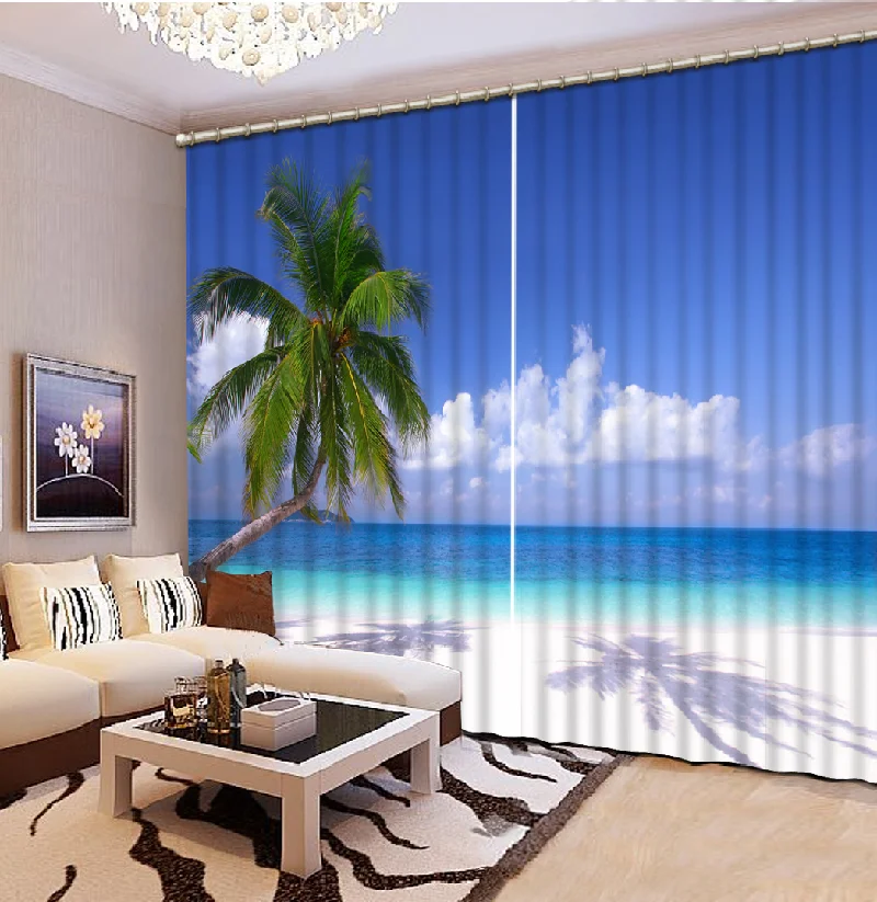 

3D оконные занавески, современные занавески с морским пейзажем на заказ для гостиной, спальни, затемняющие занавески с принтом, домашний декор