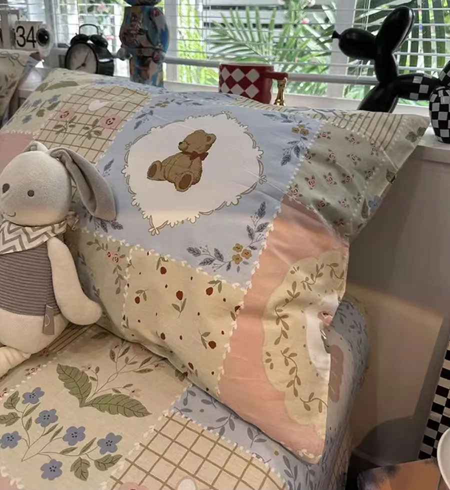 Винтажный набор с медведем цветочным оформлением 1 2 5 8 двухспальная двуспальная