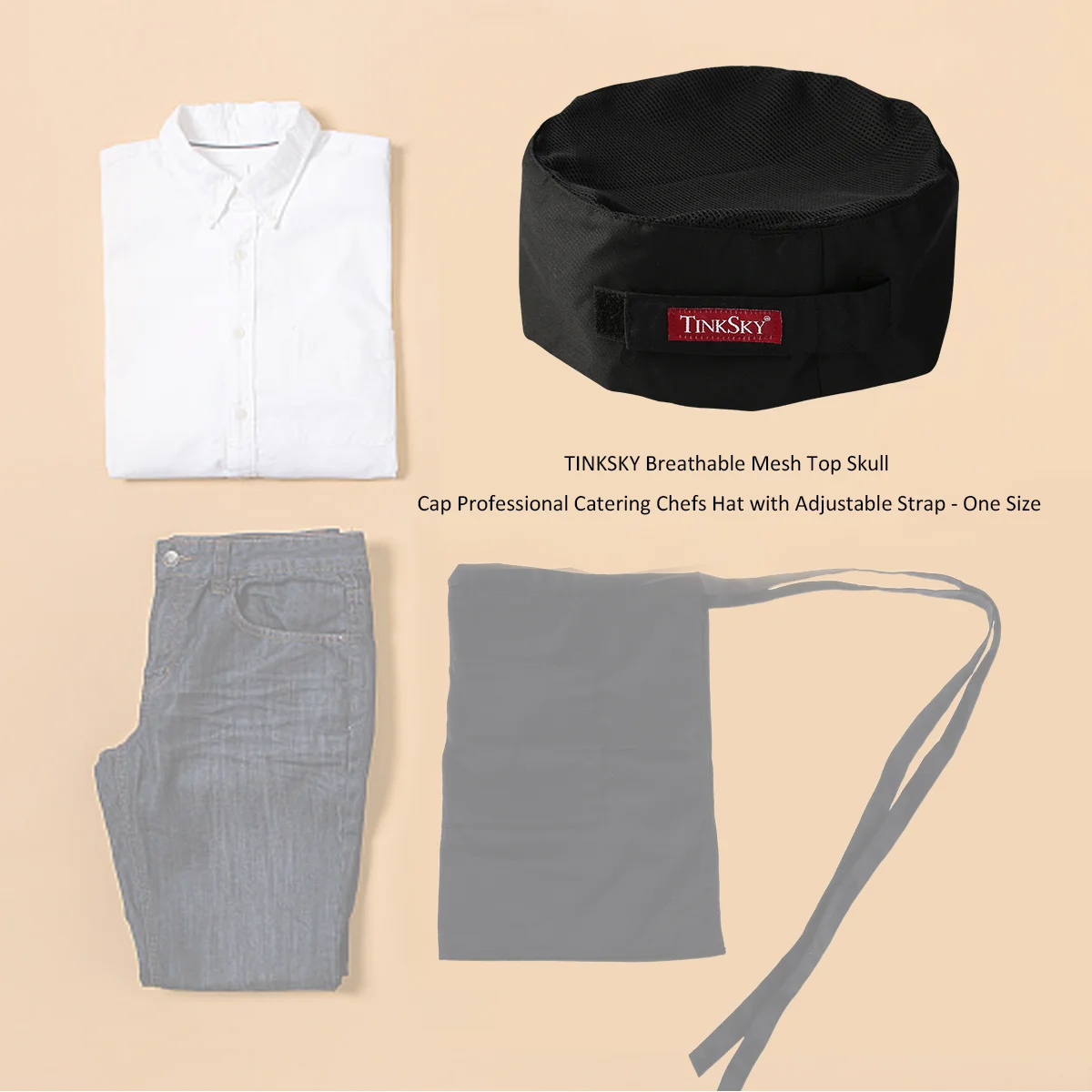

TINKSKY Breathable Mesh Professional Catering Hat with Adjustable Strap - One Size (Black)