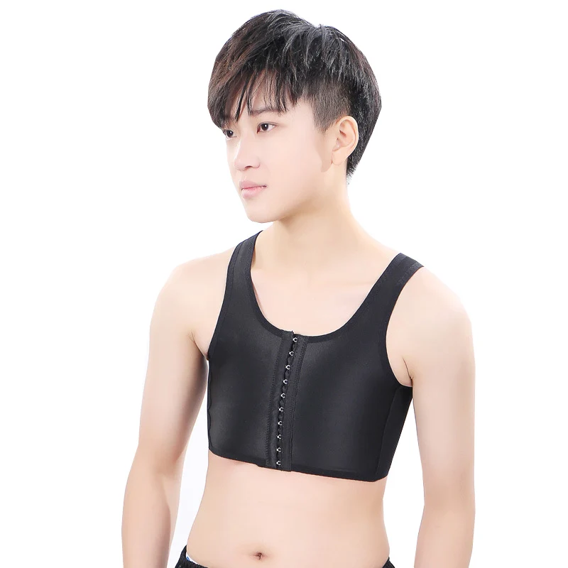 

HaleyChan Elastic Mesh Front 3 Rows of Hooks Chest Binder for Women's Tomboy Trans Lesbian Crossdresser FTM Corset Top Crop Top