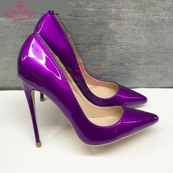 

Meariasth Purple Gold Women Sparkle Shiny Pointy Toe High Heel Wedding Shoes for Party Sexy Side Cut Stiletto Pumps Plus Size 43