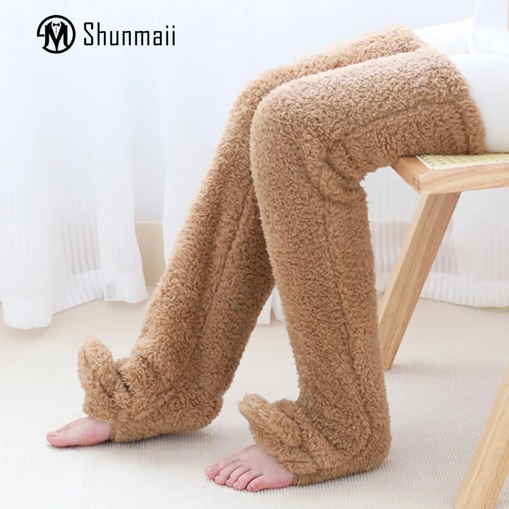 

Winter Fuzzy Slipper Socks Cozy Fluffy Socks Thickened Plush Knee Protection Stockings Furry Long Leg Socks for Home Sleeping