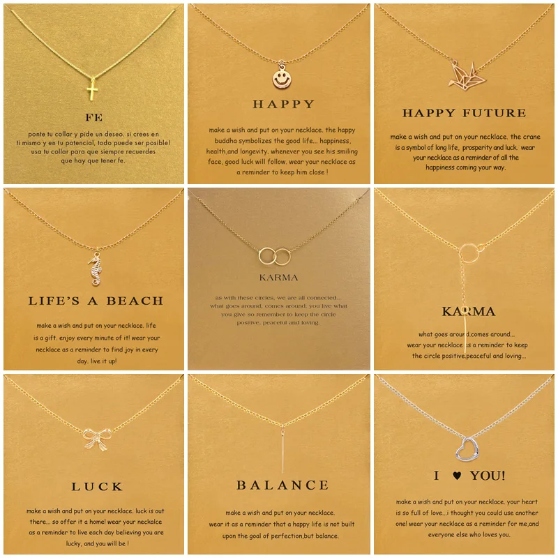 

9 Styles Cross Thousand Paper Crane Pendant Necklace For Women Minimalist Chain Choker Necklaces Gift Card Jewelry