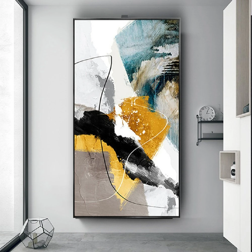 

Скандинавская подвесная Картина декор для гостиной современная черно-белая линия Холст Картина маслом для детской абстрактной картины художественный постер