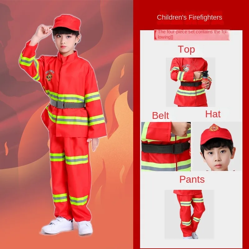 Детский костюм пожарного унисекс дизайн динозавра материал из полиэстера