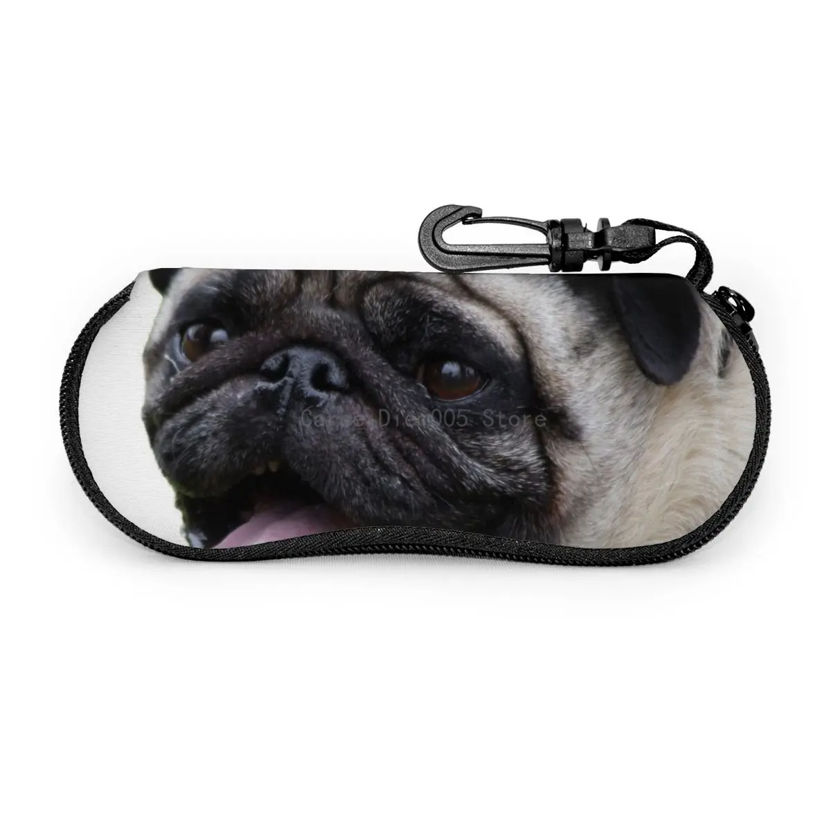 

Dog Pug Sunglasses Soft Case For Women Men Large Zipper Eyeglass Hook Case