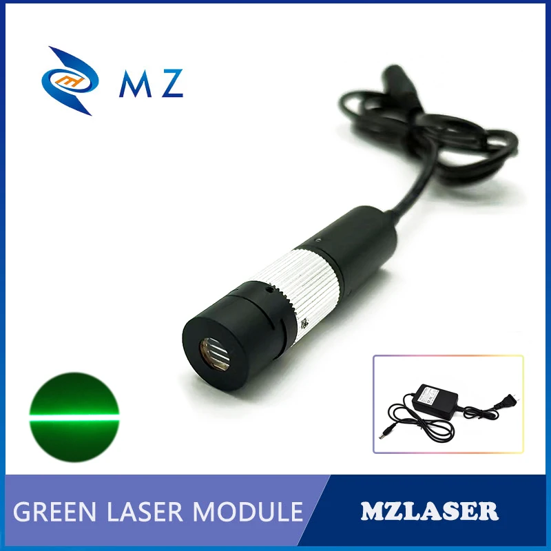 Adjustable Focusing Powell Lens D16mm 520nm 10mW 20mW 30mW 50mW Green Line Laser Module (15/30/45/60/90 Degrees) +Adapter