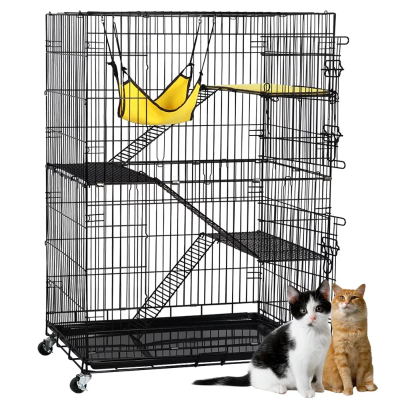 

SMILE MART 48" Rolling Cat Playpen with 4 Tiers and Hammock Bird Cages Bird Nesting Box Parrot Cage