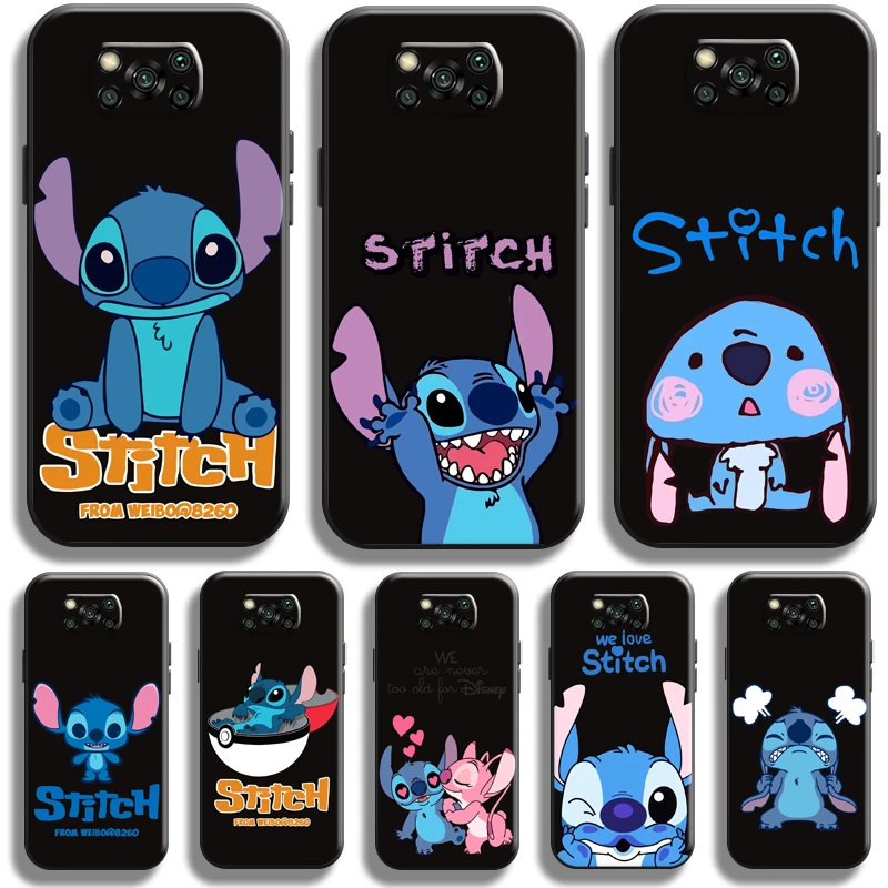 

Cute Cartoon-stitch- For Xiaomi Poco X3 Pro X3 NFC X3 GT Phone Case Bumper Soft TPU Silicone Cover Ultra-Thin Coque Black Back