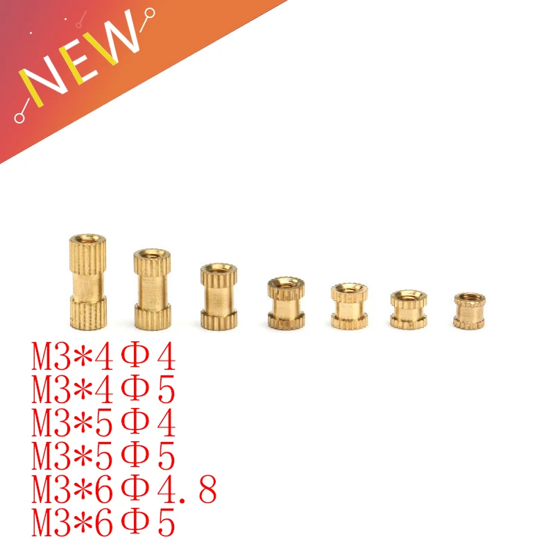 

100pcs M3 Braas insert nut Injection Molding Brass Knurled Thread Inserts Nuts